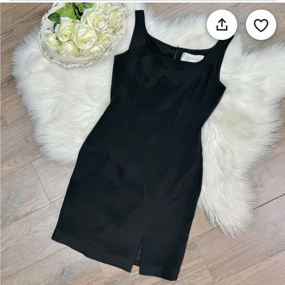 Hugo Buscati Silk Square neck little black dress